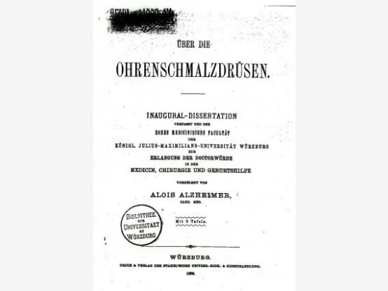 Gegen das Vergessen, Alois Alzheimers Dissertation über Ohrenschmalzdrüsen von 1888