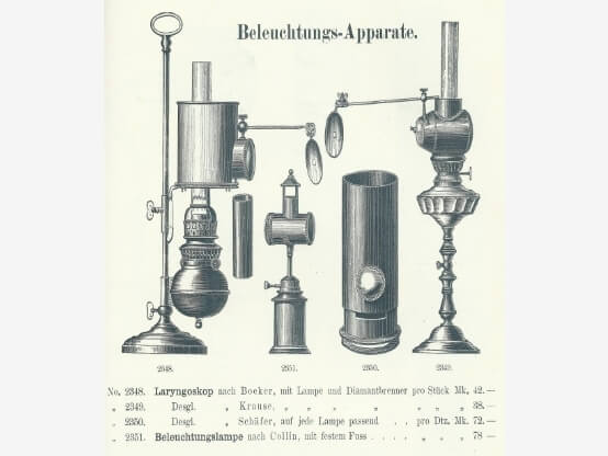 Von der Kerze zur LED - Frühe Beleuchtungsapparate der HNO-Heilkunde
